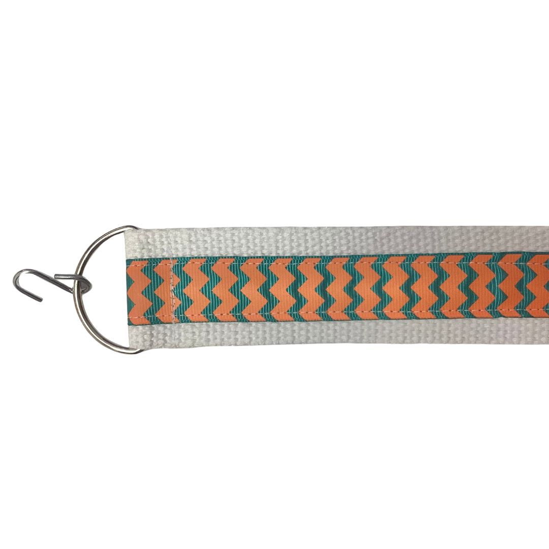 Designer seat straps Green Orange Chevron
