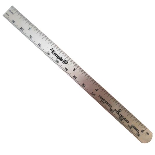 6" Metal Ruler with millimeter and 1/16" markings