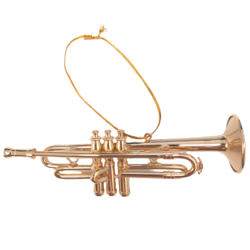 Trumpet ornament, brass, 5"
