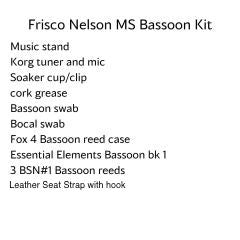 Nelson Middle School (Frisco) Bassoon Kit