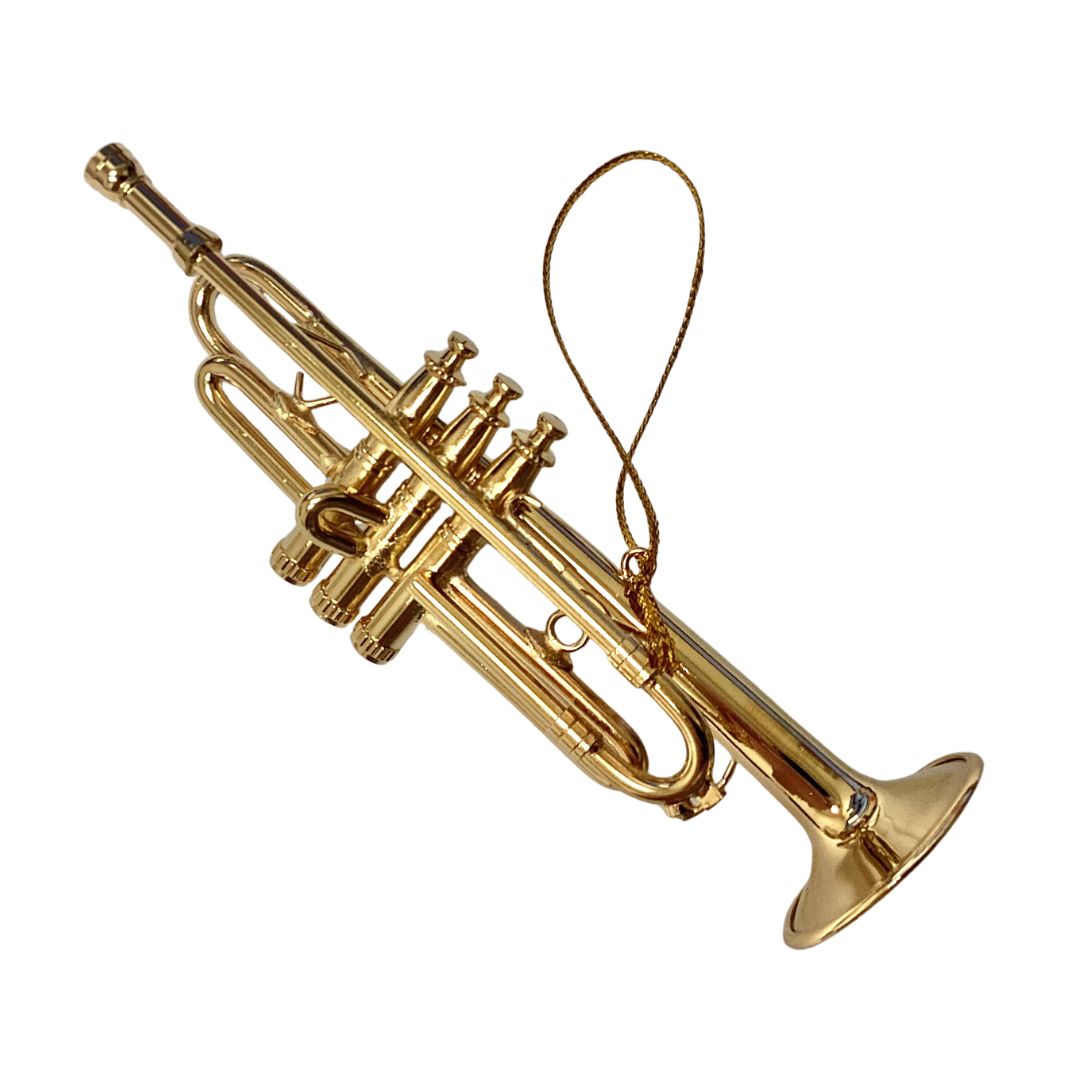 Trumpet ornament, brass, 5"