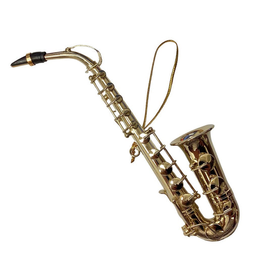 Saxophone ornament, brass, 6 inches