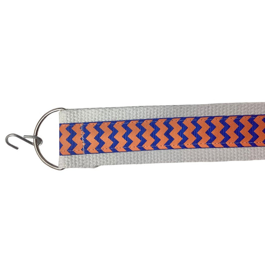 Designer seat straps Blue Orange Chevron