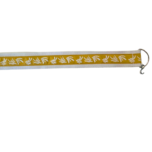 Designer seat straps Yellow with White Leaves