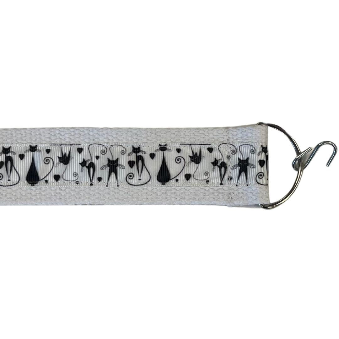 Designer seat straps Black Cats on White